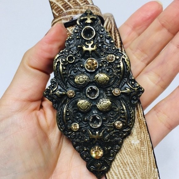 Sandy Duftler Designs Leather Boho Belt Size Large - Picture 6 of 8